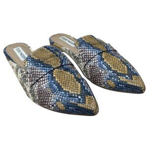 Steve Madden Snake Print Mule Loafer Shoe Flavor Blue Yellow Size 8